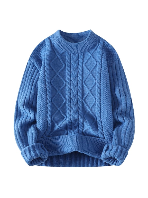 Sweaters for Men - Fashion Casual Solid Color Simple Crew Neck Knit Sweater Jacket, Minimalist Design, Daily Casual Wear, Soft Cotton Blend, Comfortable Men's Clothing