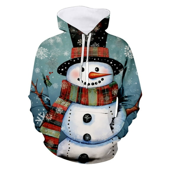 Sweaters for Men Men's And Women's Christmas Print Hoodie Sweatshirt Festive Pullover With Hood For Holiday Season And Parties 1 Year Color Sweatshirt Men Bedroom with Boy 9 Outdoor Star Blue S