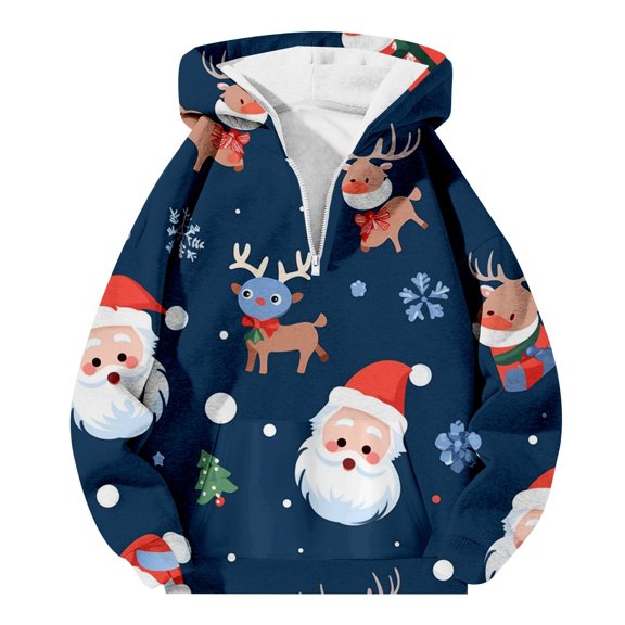 Sweaters for Men Men'sAutumn/ winter Christmas Printed Sweatshirt Long Sleeve Pocket 4/ 1 Zipper Long Sleeve Hoodie Sweatshirt Star Apparel Fall Sweatshirts 12 Sock Outdoor Star Foam Slipper Blue S