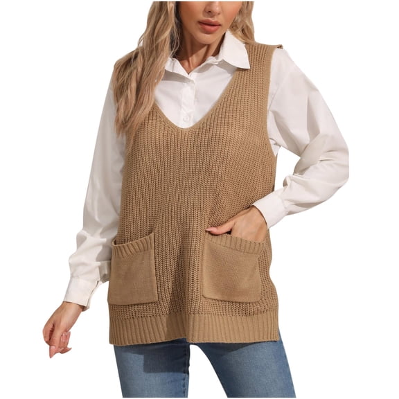 Sweaters Vest for Women Casual Sleeveless Knit Top Loose Fitted Tank Top Knitwear