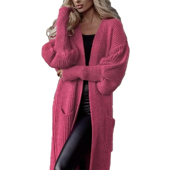 Sweaters For Women Autumn Color Blocked Loose Casual Cardigan Long Hooded Knitted Sweater Polyester Spandex A Coat Outerwear Coats 1Pc Pink 2Xl Winter Coats For Women