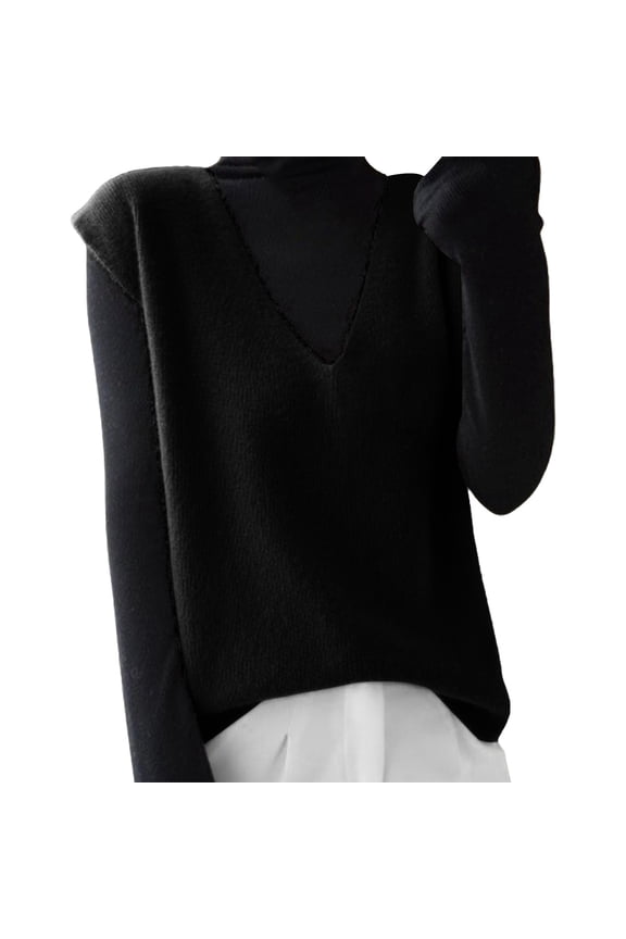 Sweaters For Women Autumn Winter Knitted Sweater Vest Korean Sleeveless V-Neck Pullover Loose Waistcoats Covering Yarn Black Size L-2Xl Oversized Sweaters For Women