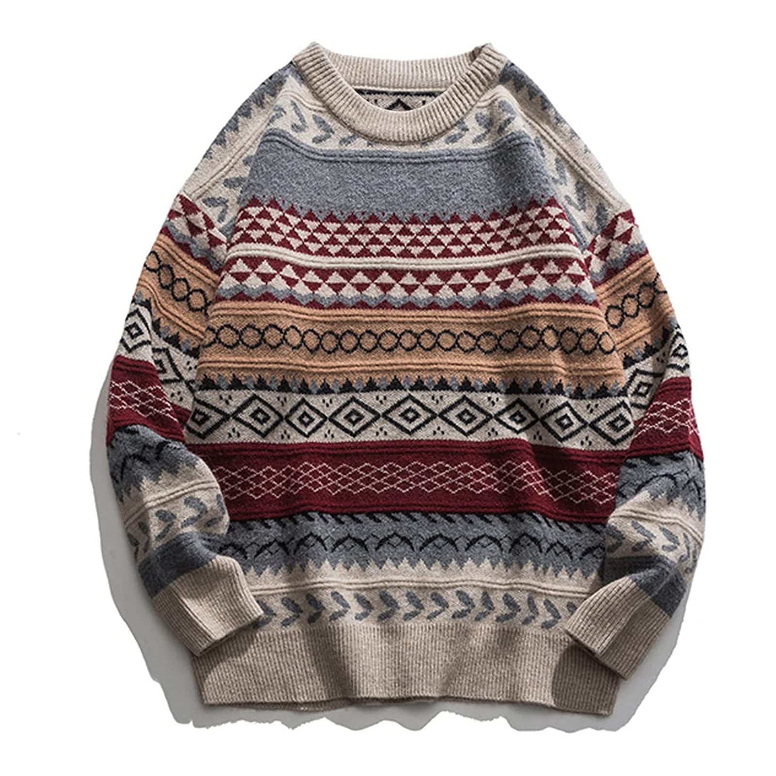 MPWEGNP Sweaters Women Autumn Winter Vintage Striped Sweater Men
