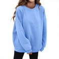 thumbnail image 1 of Sweaters For Women Casual Long Sleeve Crewneck Soft Comfy Loose Fit Pullover Sweatshirt Top For Everyday Wear Black Polyester And Cotton Blue Size S-2Xl Oversized Sweaters For Women, 1 of 7