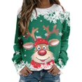 thumbnail image 1 of Sweaters for Women Christmas Color Shirt Teen Girls Long Sleeve Comfort Color Sweatshirts Women Crewneck Sweatshirt Cute Reindeer athletic Full Zip Hoodie Women Graphic Xmas Shirts, 1 of 4