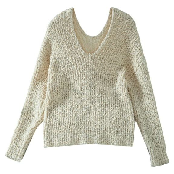 Sweaters for Women Knit Pullover Oversized Casual Cozy Autumn Outfit Oversized Knit Sweater Long Sleeve Crewneck Pullover Casual Loose Openwork Soft Yarn Top Elegant Comfortable Daily Wear