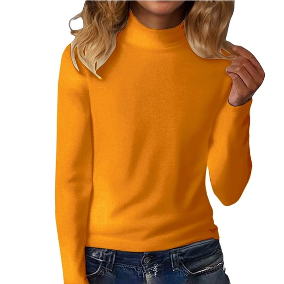 Sweaters For Women Derong Base Layer Top Soft Warm Solid Color Long Sleeve Pullover Breathable Non-Irritating Fabric Autumn Casual Inner Wear L Womens Sweaters