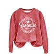 thumbnail image 1 of Sweaters For Women English Printed "Your Little Of Sarcastic Sunshine Has Arrived" Round Neck Retro Hoodless Sweatshirt Polyester Red Size S-5Xl Oversized Sweaters For Women, 1 of 7