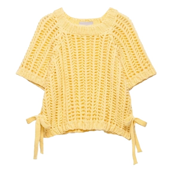 Sweaters for Women Fall Clothes Cozy Women's Pullover Sweater With Decorative Side Panels for Casual Wear Open Knit Design And Round Neckline for All Seasons Pair With Jeans