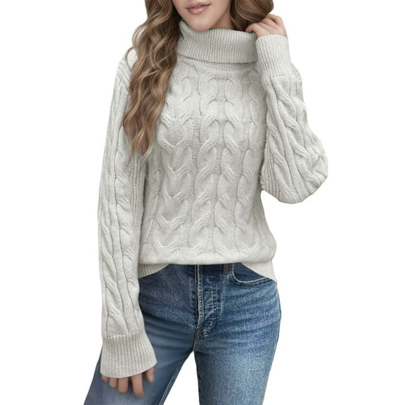Sweaters for Women Fall Outfits for Women High Neck Knit Pullover Sweater Soft Warm Winter Turtleneck Top Casual Loose Fit Comfortable Long Sleeve Sweater
