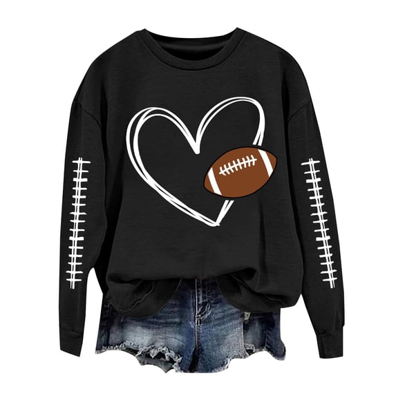 Sweaters For Women Football Sweatshirts With Cute Baseball Graphic Print Crewneck Long Sleeve Fall Winter Pullover Hoodless Polyester Black Size S-3Xl Oversized Sweaters For Women