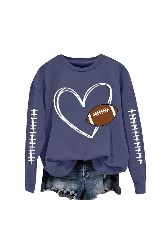 Sweaters For Women Football Sweatshirts With Cute Baseball Graphic Print Crewneck Long Sleeve Fall Winter Pullover Hoodless Polyester Blue Size S-3Xl Oversized Sweaters For Women