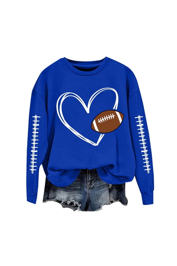 Sweaters For Women Football Sweatshirts With Cute Baseball Graphic Print Crewneck Long Sleeve Fall Winter Pullover Hoodless Polyester Blue Size S-3Xl Oversized Sweaters For Women