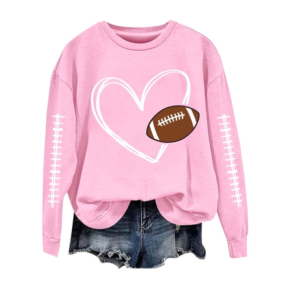 Sweaters For Women Football Sweatshirts With Cute Baseball Graphic Print Crewneck Long Sleeve Fall Winter Pullover Hoodless Polyester Pink Size S-3Xl Oversized Sweaters For Women