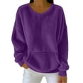 thumbnail image 1 of Sweaters For Women Hoodless Sweatshirt Double Fuzzy Fleece Soft Winter Crew Neck Pullover Hoodie Long Sleeve With Pockets Cozy Casual Tops For Fall And Winter 2Xl Womens Sweaters, 1 of 4