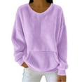 thumbnail image 1 of Sweaters For Women Hoodless Sweatshirt Double Fuzzy Fleece Soft Winter Crew Neck Pullover Hoodie Long Sleeve With Pockets Cozy Casual Tops For Fall And Winter L Womens Sweaters, 1 of 4