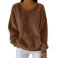 thumbnail image 1 of Sweaters For Women Hoodless Sweatshirt Double Fuzzy Fleece Soft Winter Crew Neck Pullover Hoodie Long Sleeve With Pockets Cozy Casual Tops For Fall And Winter XXL Womens Sweaters, 1 of 4