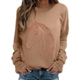thumbnail image 1 of Sweaters For Women Horse Print Hoodless Sweatshirt Riding Horse Lover Long Sleeve Crew Neck Pullover Tops Casual Loose Shirts Warm Soft For Fall And Winter L Womens Sweaters, 1 of 7