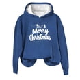 thumbnail image 1 of Sweaters For Women Merry Christmas Fleece Hoodie Warm Winter Sweatshirt Pullover Holiday Print Tops Soft Skin-Friendly Festive Snowflake Red Wine Glass Printed Outfit Oversized Sweaters For Women, 1 of 4
