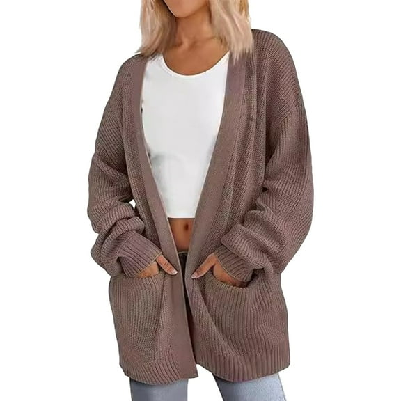 Sweaters For Women Oversized Soft Knit Cardigan Sweater With Pockets Polyester Spandex Knit Sweater Outerwear Coats 1Pc Yellow Xl Winter Coats For Women