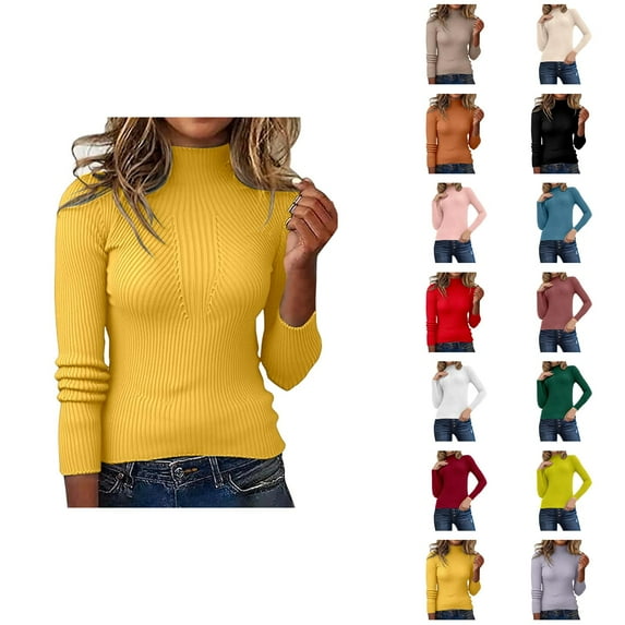 Sweaters for Women Pullover Casual Knit Oversized Cozy Winter Teacher Outfits Slim Fit Long Sleeve Knitted Pullover Sweater Soft Comfortable Casual Basic Wear Warm Winter Fall Fashion