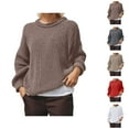 thumbnail image 1 of Sweaters for Women Pullover Casual Knit Oversized Cozy Fall Winter Loungewear Women's Sweater Soft Long Sleeve Crewneck Tunic Top Comfortable Loose Fit Solid Color, 1 of 5