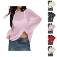 thumbnail image 1 of Sweaters for Women Pullover Cropped Casual Y2K Knit Trendy Concert School Outfit Women Oversized Long Sleeve Sheer Mesh Knit Sweater Tops Summer Loose Hollow Out Pullover Shirt Beach, 1 of 6