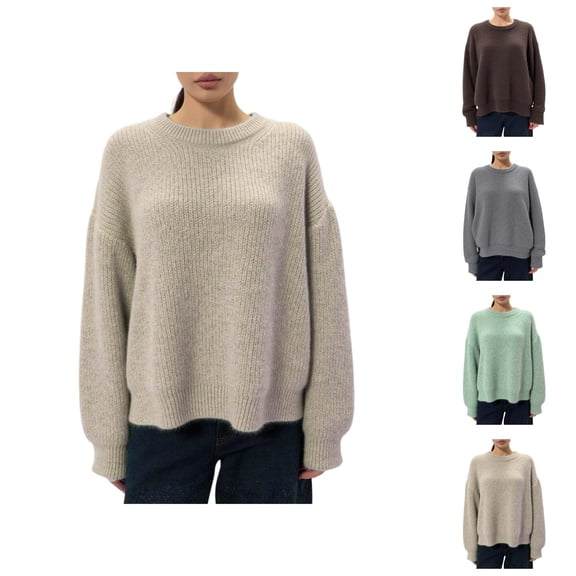 Sweaters for Women Pullover Hoodie Casual Cozy Fall Back to School Clothing Oversized Pullover Sweater Soft Knit Crewneck Long Winter Fall Casual Comfortable Loose Fit Fashion