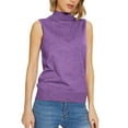 thumbnail image 1 of Sweaters For Women Sleeveless Mock Neck Knit Turtleneck Soft Basic Vest Tank Lightweight Sweater Polyester Purple Size S-2Xl Oversized Sweaters For Women, 1 of 8