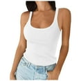 thumbnail image 1 of Sweaters, Women Spaghetti Strap Neck Ribbed Tank Tops Slim Fitted Camisole Basic Sleeveless Layering Shirts, Fall Sweaters(White,S), 1 of 5