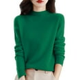 thumbnail image 1 of Sweaters for Women Trendy Knitted Tops Womens Cozy Sweaters Knitted Pullover Warm Sweater Tops Turtleneck Basic Top Winter Clothing Long Sleeve Tops Lightweight Shirts Mock Neck Classic Green 4XL-5XL, 1 of 4