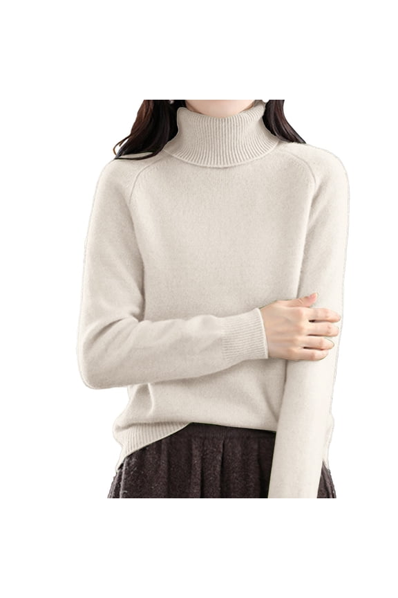 Sweaters For Women Turtleneck Pullover Sweater Thickened Korean Style Loose Fit Knit Top Warm Stand Collar Solid Color Layering Essential For Fall Winter 2Xl Womens Sweaters