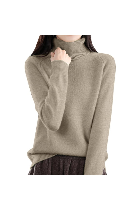 Sweaters For Women Turtleneck Pullover Sweater Thickened Korean Style Loose Fit Knit Top Warm Stand Collar Solid Color Layering Essential For Fall Winter L Womens Sweaters