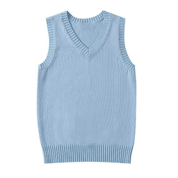 Sweaters for Women,Vest Vintage Knitted Sleeveless Top Preppy School Style Layer Casual Tank Versatile Pullover for Casual Wear,Womens Sweaters,Light Blue,M