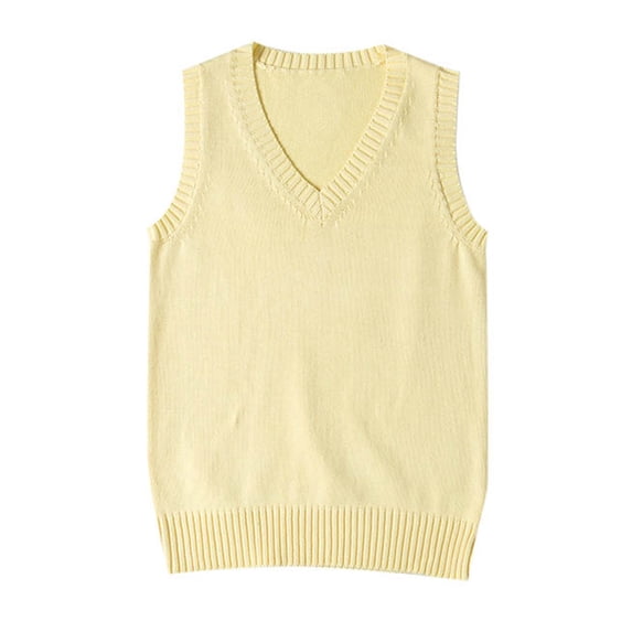 Sweaters for Women,Vest Vintage Knitted Sleeveless Top Preppy School Style Layer Casual Tank Versatile Pullover for Casual Wear,Womens Sweaters,Yellow,3XL