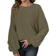 thumbnail image 1 of Sweaters for Women, Women's Cozy Oversized Pullover Sweater Soft Knit Long Sleeve Casual Tunic Top For Fall Winter Comfortable Loungewear, Sweater(Green,L), 1 of 6