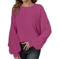 thumbnail image 1 of Sweaters for Women, Women's Cozy Oversized Pullover Sweater Soft Knit Long Sleeve Casual Tunic Top For Fall Winter Comfortable Loungewear, Sweater(Red,M), 1 of 6