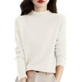 thumbnail image 1 of Sweaters For Women Women's Semi Turtleneck Sweater Long Sleeve Solid Color Pullover With A Base Shirt Autumn And Winter Warm Loose Sweater Womens Sweaters, 1 of 4