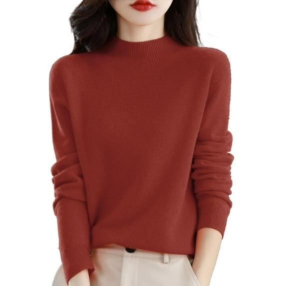 Sweaters For Women Women's Semi Turtleneck Sweater Long Sleeve Solid Color Pullover With A Base Shirt Autumn And Winter Warm Loose Sweater Womens Sweaters
