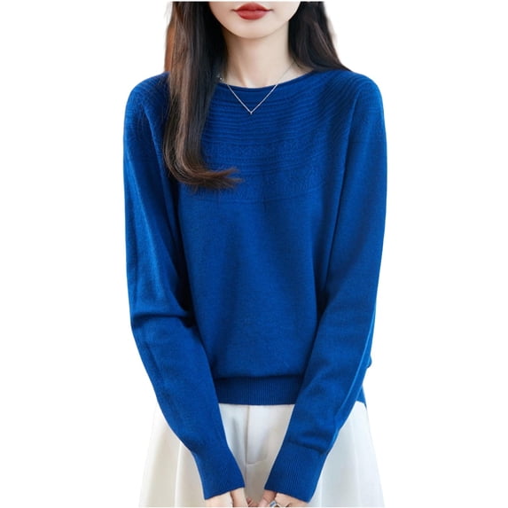 Sweaters Women's Fall Winter Warm Soft Knitted Loose Pullover Crew Neck Long Sleeves