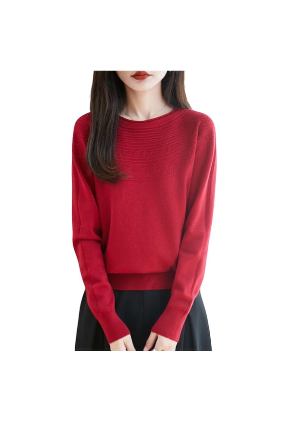 Sweaters Women's Fall Winter Warm Soft Knitted Loose Pullover Crew Neck Long Sleeves
