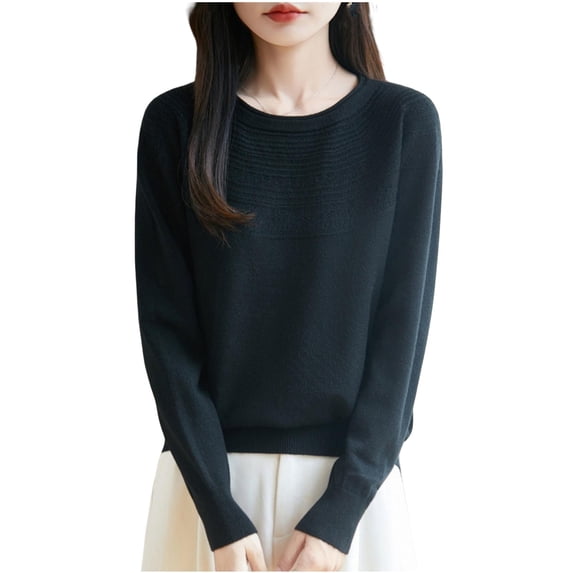 Sweaters Women's Fall Winter Warm Soft Knitted Loose Pullover Crew Neck Long Sleeves