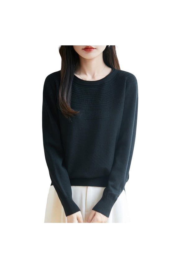 Sweaters Women's Fall Winter Warm Soft Knitted Loose Pullover Crew Neck Long Sleeves