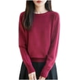 thumbnail image 1 of Sweaters Women's Fall Winter Warm Soft Knitted Loose Pullover Crew Neck Long Sleeves, 1 of 5