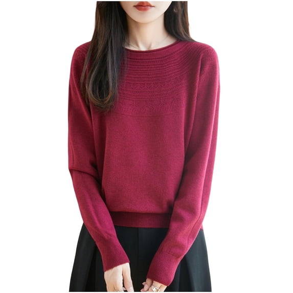 Sweaters Women's Fall Winter Warm Soft Knitted Loose Pullover Crew Neck Long Sleeves