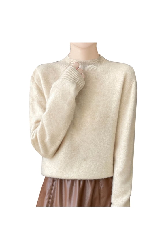Sweaters Women's Fall Winter Warm Soft Knitted Loose Pullover Round Neck Long Sleeves