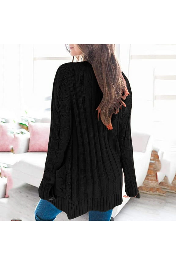 Sweaters Womens Open Sleeve Knit Boho Long Patchwork Coat Cardigan Pockets Front Sweater