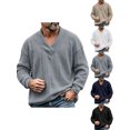 thumbnail image 1 of Sweaters Zaewscy Men's V‑Neck Cable Knit Sweater Long Sleeve Loose Casual Pullover Jumper Gray XL, 1 of 9