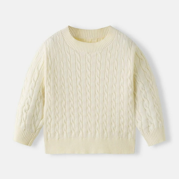 Sweaters for Boys Girls Size 3-8 Long Sleeve Cable Knitted Sweatshirts Toddlers Kids Casual Solid Color Pullover Crewneck Basic Warm Shirts