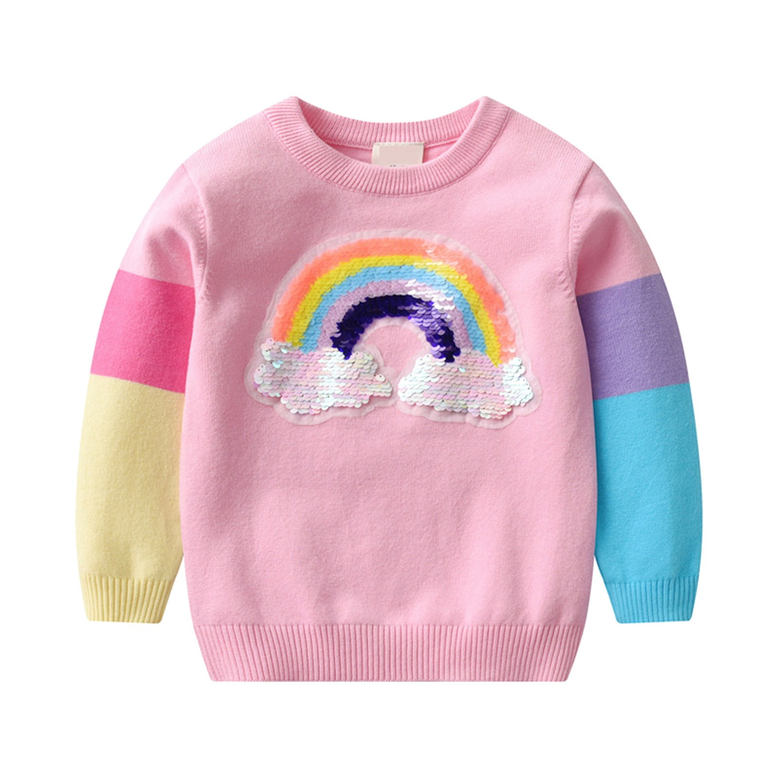 Sweaters for Boys Toddler Winter Long Sleeve Cartoon Rainbow Sequin